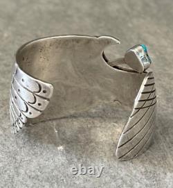 Vintage Native American Navajo CHARLIE BOWIE Turquoise EAGLE Sterling Bracelet