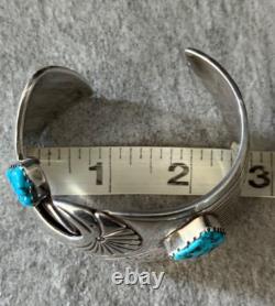 Vintage Native American Navajo CHARLIE BOWIE Turquoise EAGLE Sterling Bracelet