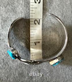 Vintage Native American Navajo CHARLIE BOWIE Turquoise EAGLE Sterling Bracelet