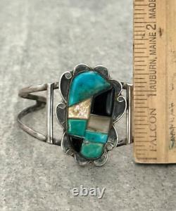 Vintage Native American Navajo CHERI S. Turquoise Onyx MOP Sterling Bracelet