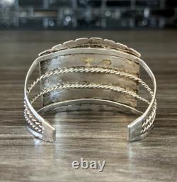 Vintage Native American Navajo Chip Inlay Turquoise Coral Sterling Bracelet