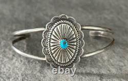Vintage Native American Navajo Concho Turquoise Sterling silver Bracelet M-XL