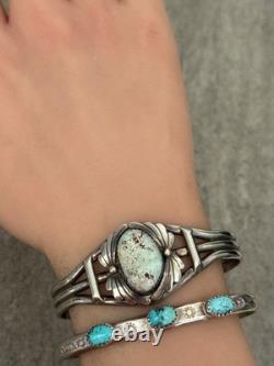 Vintage Native American Navajo DRY CREEK Turquoise Sterling Bracelet 6.75