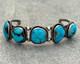 Vintage Native American Navajo FIVE Turquoise ROW Sterling silver Bracelet