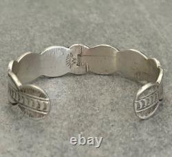 Vintage Native American Navajo FIVE Turquoise Sterling Bracelet 6.5in 30.3g