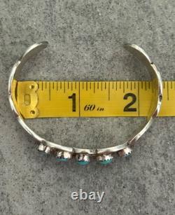 Vintage Native American Navajo FIVE Turquoise Sterling Bracelet 6.5in 30.3g