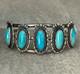 Vintage Native American Navajo FIVE Turquoise Sterling silver Bracelet