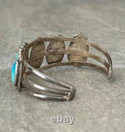 Vintage Native American Navajo FIVE Turquoise Sterling silver Bracelet