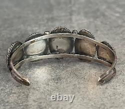 Vintage Native American Navajo FIVE Turquoise Sterling silver Bracelet