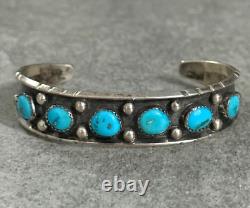 Vintage Native American Navajo HERMAN LARGO Turquoise Sterling silver Bracelet