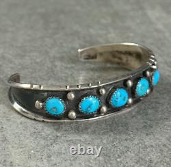 Vintage Native American Navajo HERMAN LARGO Turquoise Sterling silver Bracelet