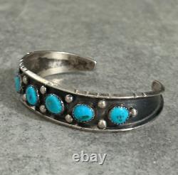 Vintage Native American Navajo HERMAN LARGO Turquoise Sterling silver Bracelet