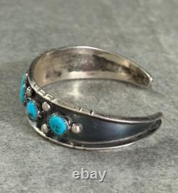 Vintage Native American Navajo HERMAN LARGO Turquoise Sterling silver Bracelet