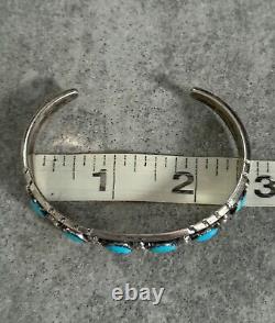 Vintage Native American Navajo HERMAN LARGO Turquoise Sterling silver Bracelet
