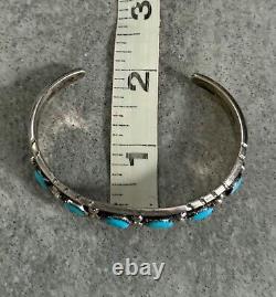 Vintage Native American Navajo HERMAN LARGO Turquoise Sterling silver Bracelet