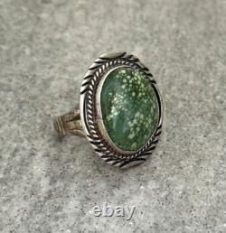 Vintage Native American Navajo HIGH GRADE DAMELE Turquoise Sterling RING 6.5