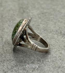 Vintage Native American Navajo HIGH GRADE DAMELE Turquoise Sterling RING 6.5