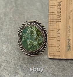 Vintage Native American Navajo HIGH GRADE DAMELE Turquoise Sterling RING 6.5