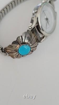 Vintage Native American Navajo H Signed Sterling Silver Watch