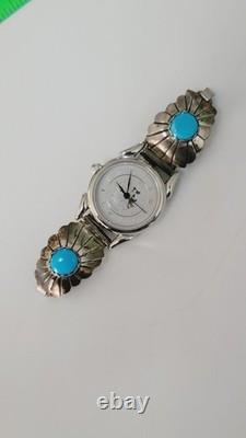 Vintage Native American Navajo H Signed Sterling Silver Watch
