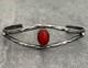 Vintage Native American Navajo Hand stamped Coral Sterling silver Cuff Bracelet