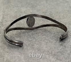 Vintage Native American Navajo Hand stamped Coral Sterling silver Cuff Bracelet