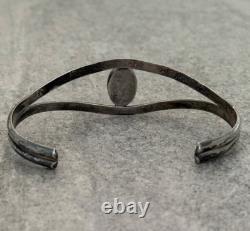 Vintage Native American Navajo Hand stamped Coral Sterling silver Cuff Bracelet