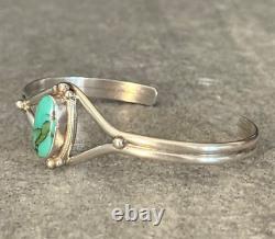 Vintage Native American Navajo JW Signed Turquoise Sterling silver Bracelet