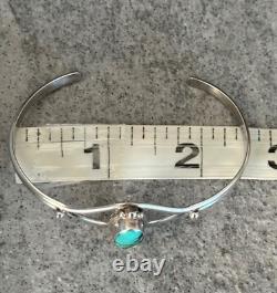 Vintage Native American Navajo JW Signed Turquoise Sterling silver Bracelet