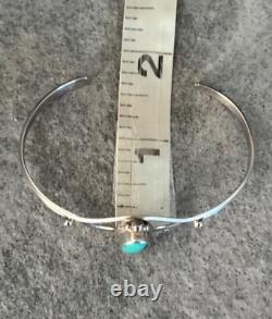 Vintage Native American Navajo JW Signed Turquoise Sterling silver Bracelet
