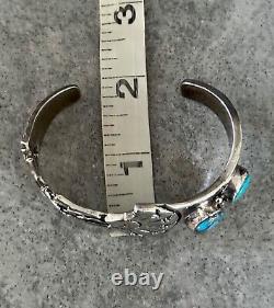Vintage Native American Navajo KOKOPELLI MORENCI Turquoise Sterling Bracelet 45g