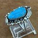 Vintage Native American Navajo Kingman Turquoise Sterling Silver Ring Size 7.75