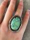 Vintage Native American Navajo LRG Turquoise Sterling ADJUSTABLE SIGNED RING 9