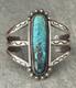 Vintage Native American Navajo Long Turquoise Sterling Silver Bracelet 63.7g