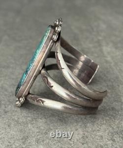 Vintage Native American Navajo Long Turquoise Sterling Silver Bracelet 63.7g