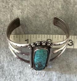 Vintage Native American Navajo Long Turquoise Sterling Silver Bracelet 63.7g