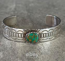 Vintage Native American Navajo MARY DAYEA Turquoise Sterling silver Bracelet 31g