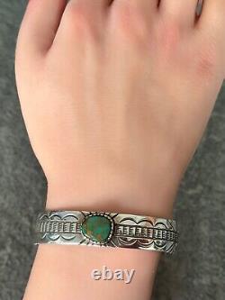 Vintage Native American Navajo MARY DAYEA Turquoise Sterling silver Bracelet 31g