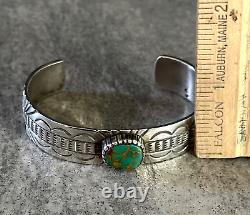 Vintage Native American Navajo MARY DAYEA Turquoise Sterling silver Bracelet 31g