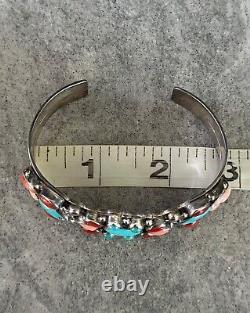 Vintage Native American Navajo NAKAI Turquoise Multi stone Sterling LRG Bracelet