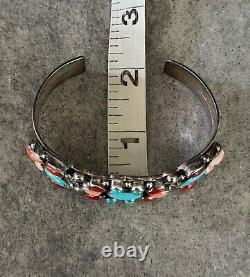 Vintage Native American Navajo NAKAI Turquoise Multi stone Sterling LRG Bracelet