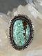 Vintage Native American Navajo NUMBER 8 Mine Turquoise Sterling Silver RING 7.25