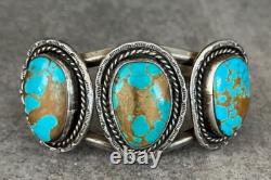 Vintage Native American Navajo NUMBER 8 Turquoise CARINATED Sterling Bracelet