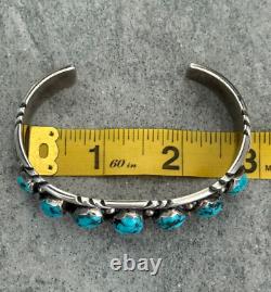 Vintage Native American Navajo PAUL J Turquoise Chiseled Sterling Bracelet 50.2g