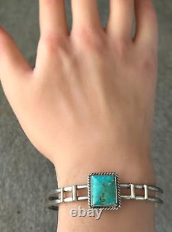 Vintage Native American Navajo RECTANGLE Turquoise Sterling silver Bracelet