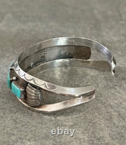 Vintage Native American Navajo SEVEN Turquoise CARINATED Sterling Bracelet