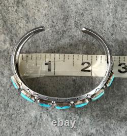 Vintage Native American Navajo SEVEN Turquoise CARINATED Sterling Bracelet