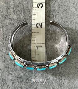 Vintage Native American Navajo SEVEN Turquoise CARINATED Sterling Bracelet