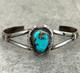 Vintage Native American Navajo SONG Turquoise Sterling Bracelet 7.25 in
