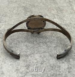 Vintage Native American Navajo SONG Turquoise Sterling Bracelet 7.25 in